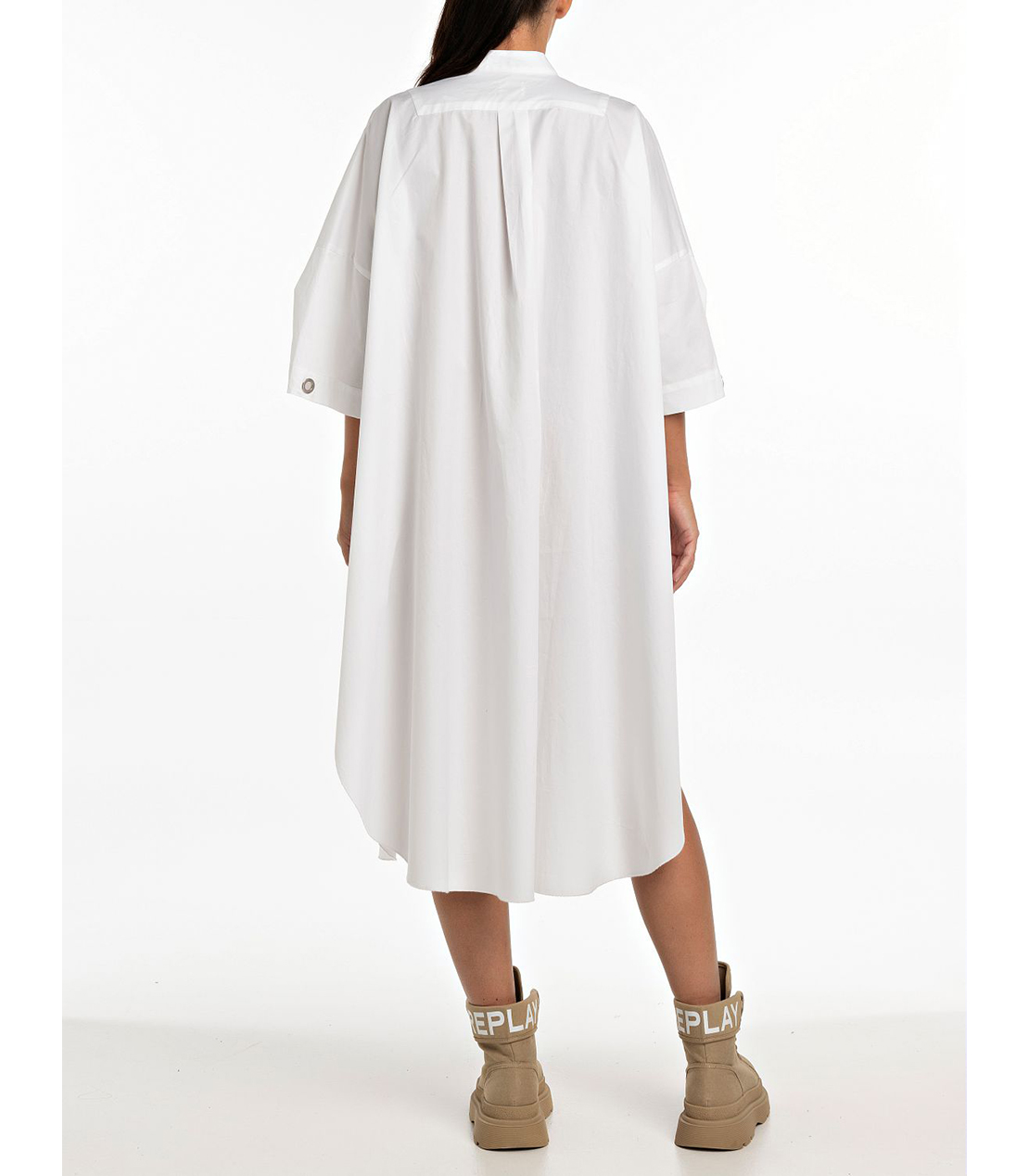 ゆったりフィットのロングシャツドレス 詳細画像 ホワイト 2